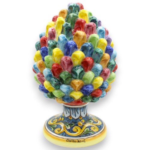 Siciliansk keramisk tallkotte Caltagirone, flerfärgad, två storlekar (1 st) Stam Barockdekor och kronblad