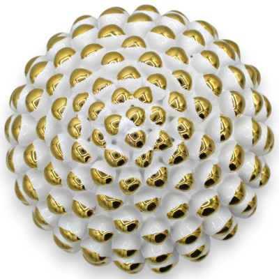 Caltagirone keramiek dennenappel, Wit - h ca. 30 cm Punten en rand van de schacht van 24-karaats puur gouden emaille - 