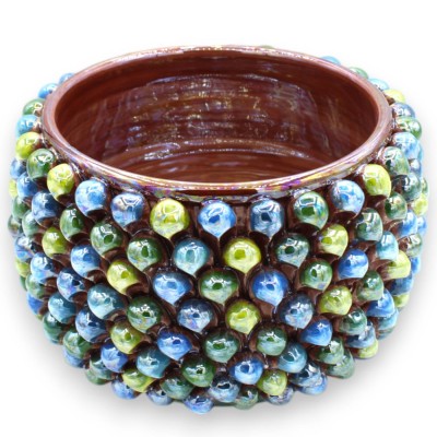 Flerfärgad Pigna Cachepot, Caltagirone keramik, Mother of Pearl glasyr, 2 storleksalternativ (1st) MD3 - 