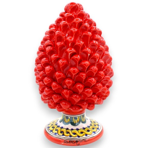Pomme de pin sicilienne en céramique de Caltagirone, rouge, 2 options de taille (1pc) Tresse de tige et décoration de qu