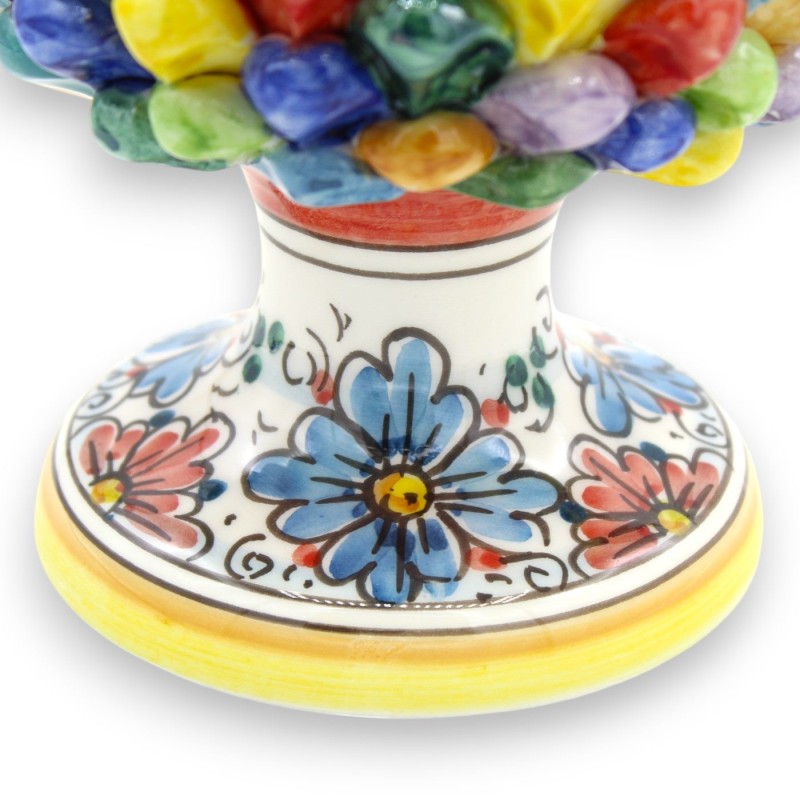 Pigna Siciliana Ceramica Caltagirone, Policromatica, 2 misure (1Unità) Gambo decoro Fiori - 