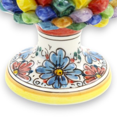Piña Siciliana Cerámica Caltagirone, Policromática, 2 tamaños (1ud) Tallo con decoración de flores - 