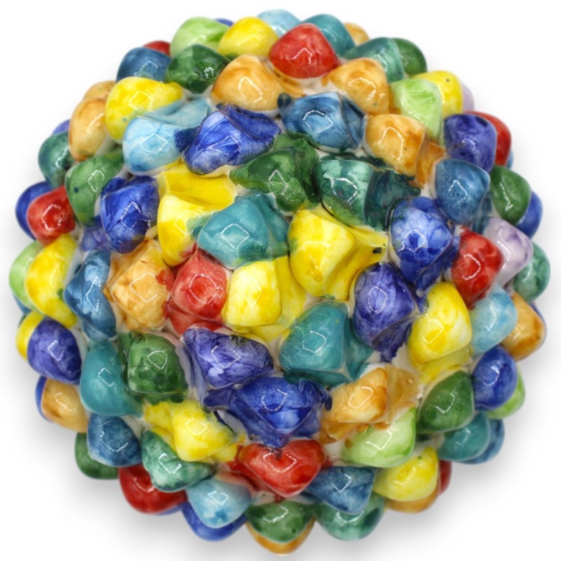 Piña Siciliana Cerámica Caltagirone, Policromática, 2 tamaños (1ud) Tallo con decoración de flores - 