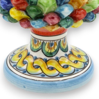 Sizilianischer Tannenzapfen aus Caltagirone-Keramik, polychromatisch, 2 Größen (1 Stück). Stiel mit Pfauenschwanz- und Z