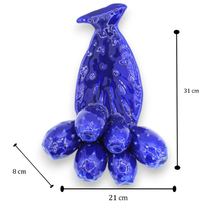 Väggprickly pear spade, Blå - fin siciliansk keramik, h 30 x 20 cm ca. - 