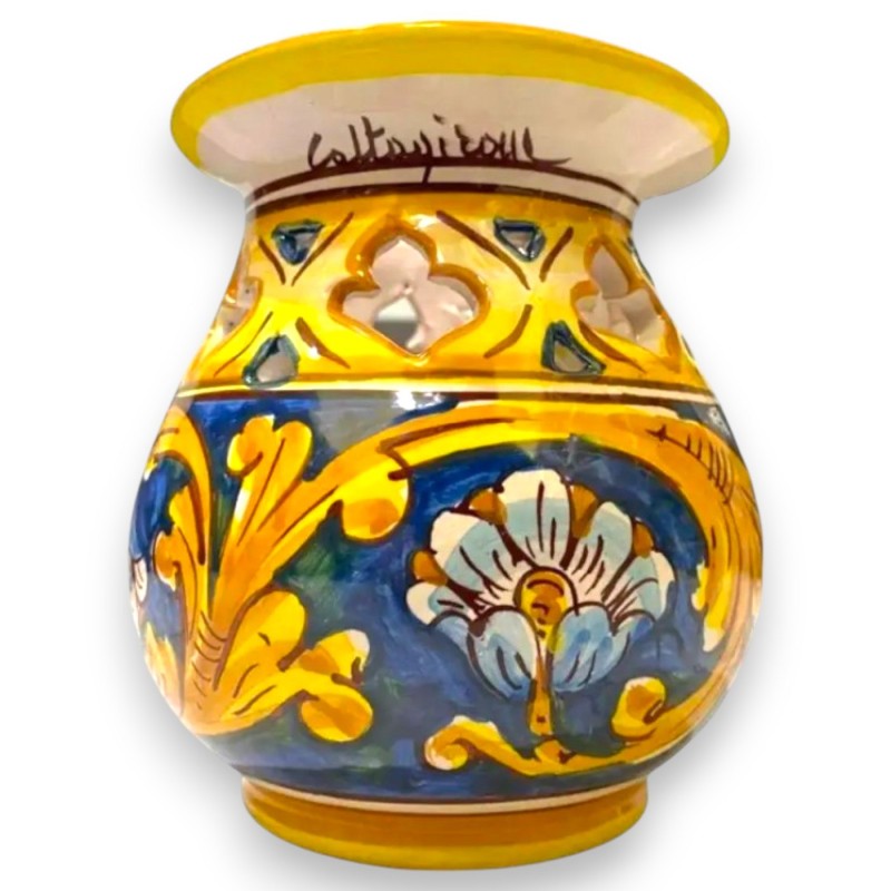 Vase perforé en céramique Caltagirone, h env. 14 x 12 cm (1 pièce), diverses décorations - 
