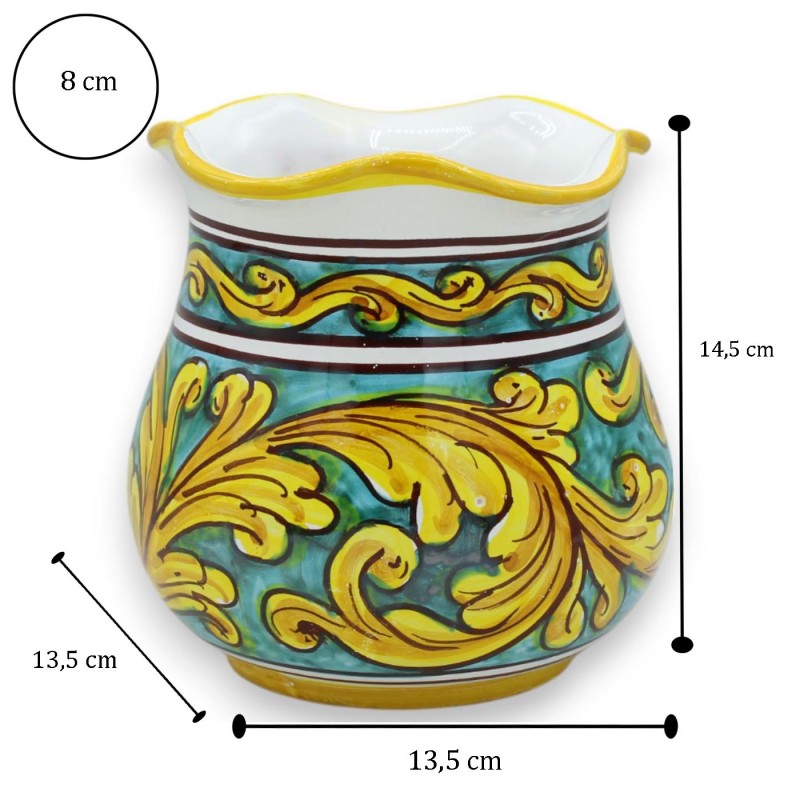 Vase festonné en céramique Caltagirone, h env. 14 x 13 cm (1 pièce), décoration baroque - 