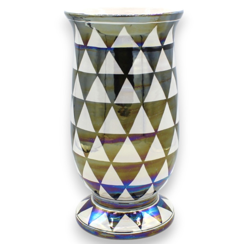 Lange plantenpot, h ca. 25 cm. Caltagirone-keramiek met Punta di Diamante-decoratie - 