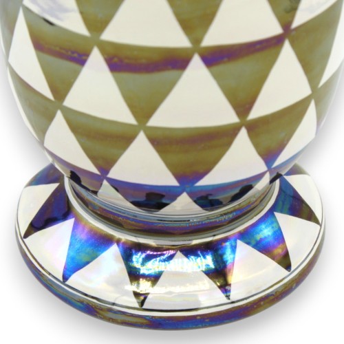 Lange plantenpot, h ca. 25 cm. Caltagirone-keramiek met Punta di Diamante-decoratie -  2