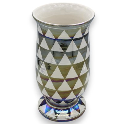 Lange plantenpot, h ca. 25 cm. Caltagirone-keramiek met Punta di Diamante-decoratie - 