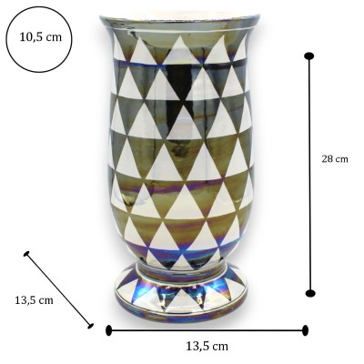 Pot long pour plantes, h env. Céramique Caltagirone à décor Punta di Diamante - 