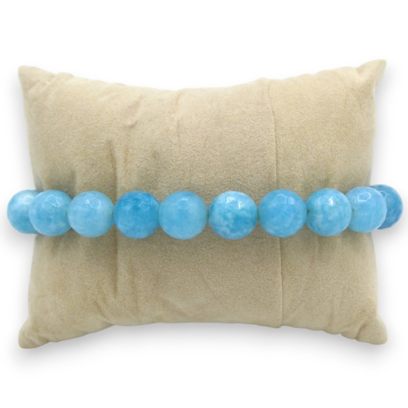 Bransoletka z kulkami angelitu, dł. ok. 18 cm. Głowa sycylijskiego wrzosowiska, kobieta, ceramika Caltagirone, emalia 24