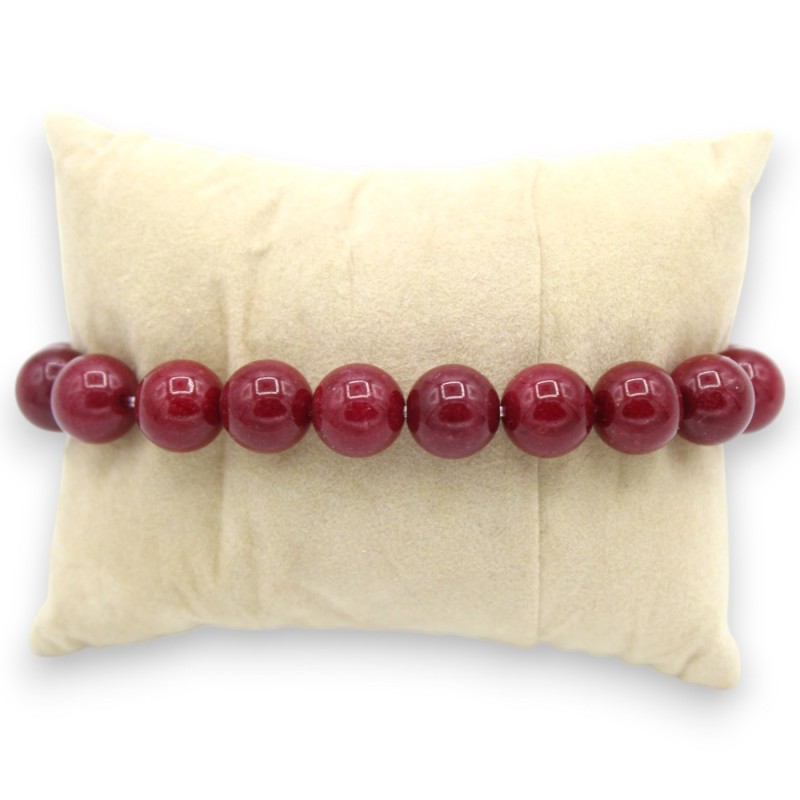 Pulsera con esferas de Madrepora, L aprox. Limón en cerámica Caltagirone y piedras naturales. - 