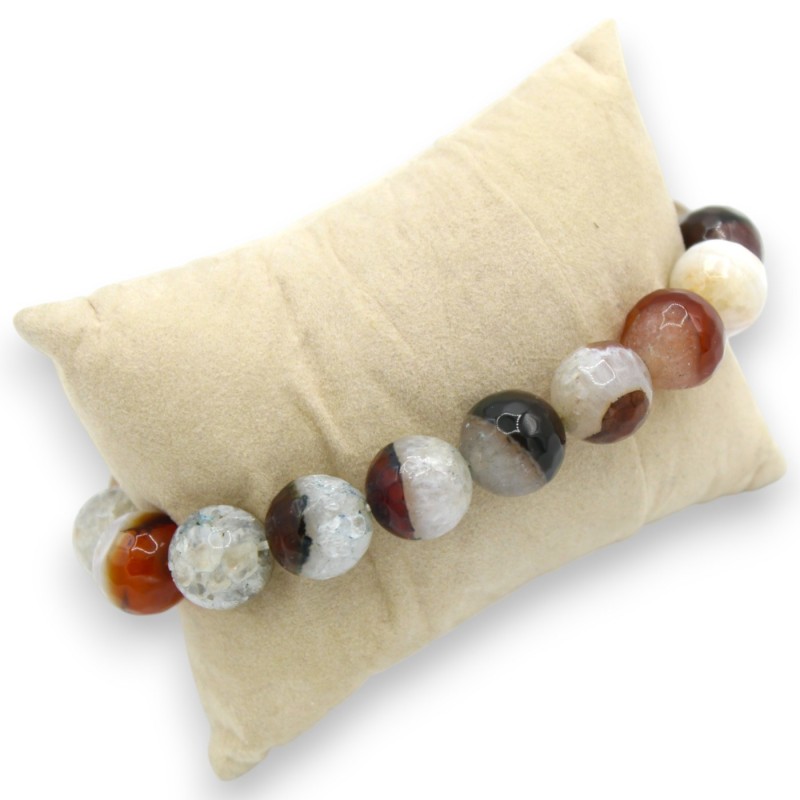 Pulsera de ojo de gato, L aprox. 18 cm con pala de tuna en cerámica Caltagirone, piedras naturales - 