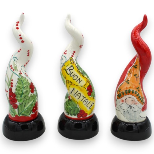 Verticale gelukshoorn in Siciliaans keramiek, h ca. 22 cm. (1 stuk) moderne stijl, diverse kerstversieringen - 