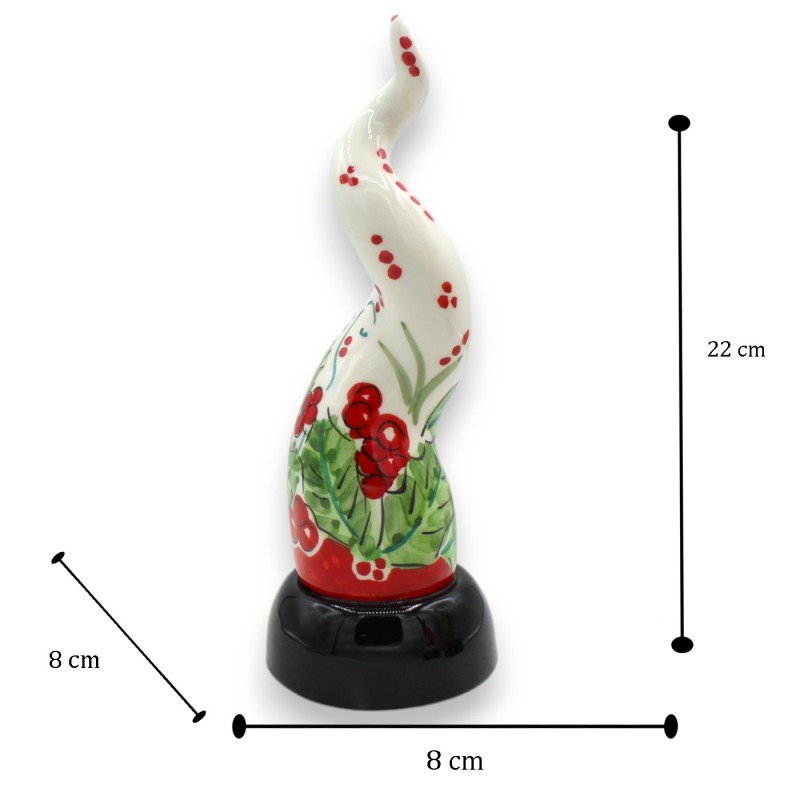 Verticale gelukshoorn in Siciliaans keramiek, h ca. 22 cm. (1 stuk) moderne stijl, diverse kerstversieringen - 