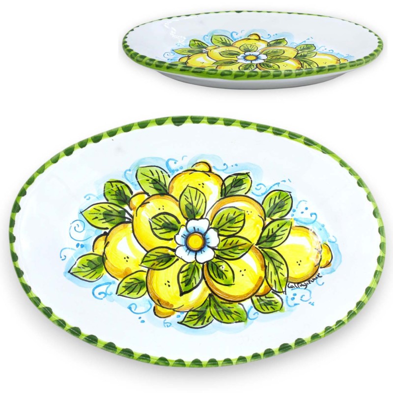 Caltagirone Oval bricka, serveringsfat, två storlekar och olika dekorationer (1st) - 