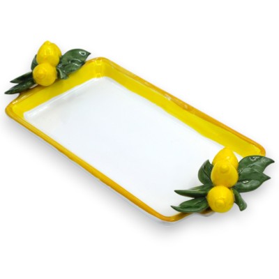 Tet a Tet coffee service, two cups and tray, in fine ceramic, applications and lemon decoration - 