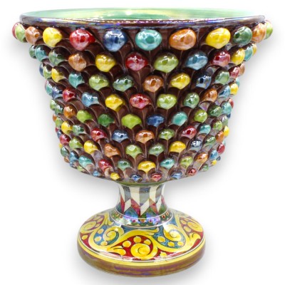 Calice Pigna vas, Caltagirone keramik, h 30 x Ø 30 cm ca. Flerfärgad, Pärlemor Emalj MD1 - 