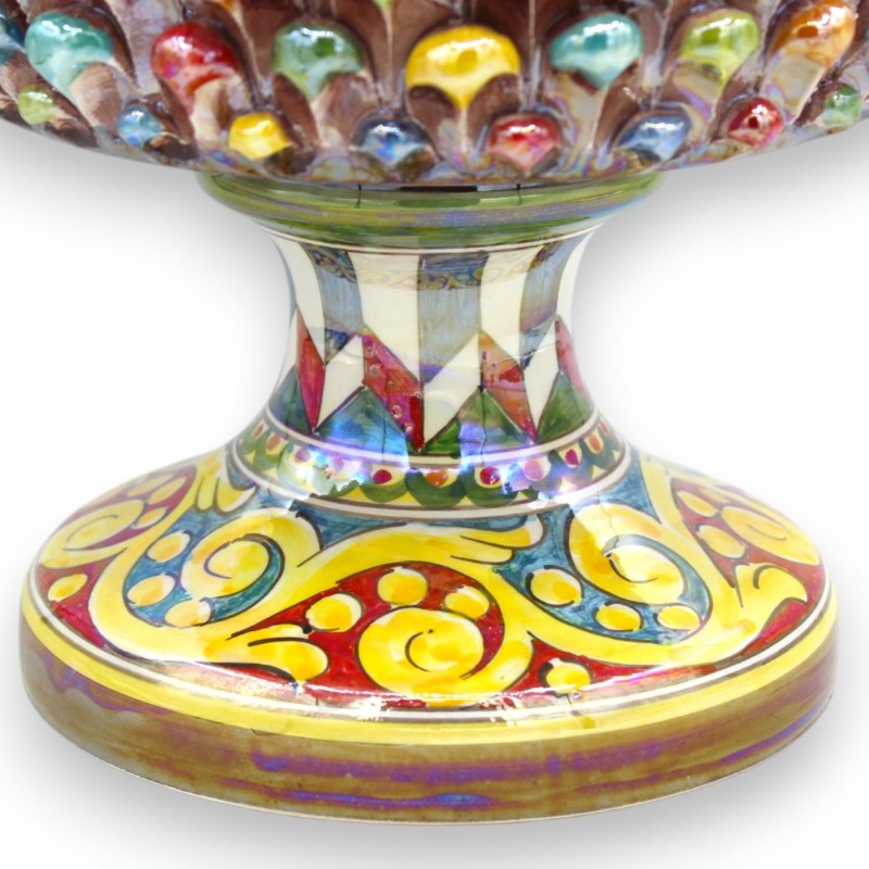 Calice Pigna vaas, Caltagirone keramiek, h 30 x Ø 30 cm ca. Meerkleurig, Parelmoer Emaille MD1 - 