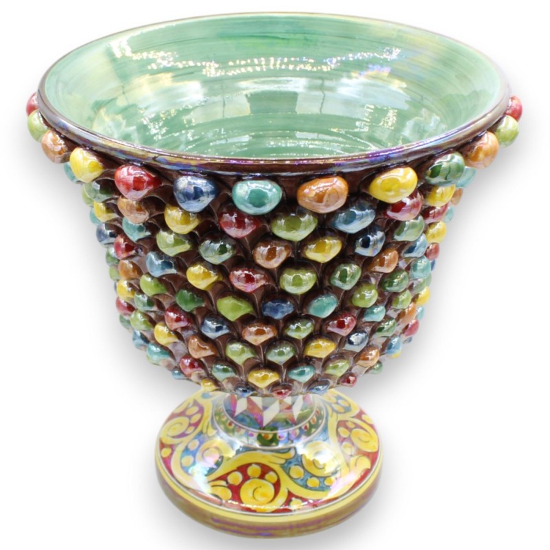 Calice Pigna vaas, Caltagirone keramiek, h 30 x Ø 30 cm ca. Meerkleurig, Parelmoer Emaille MD1 - 