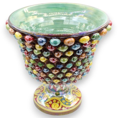 Calice Pigna vas, Caltagirone keramik, h 30 x Ø 30 cm ca. Flerfärgad, Pärlemor Emalj MD1 - 