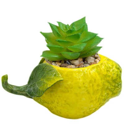 Zitronenförmige Vase aus feiner Keramik, 2 Größenoptionen (1 Stück) - 