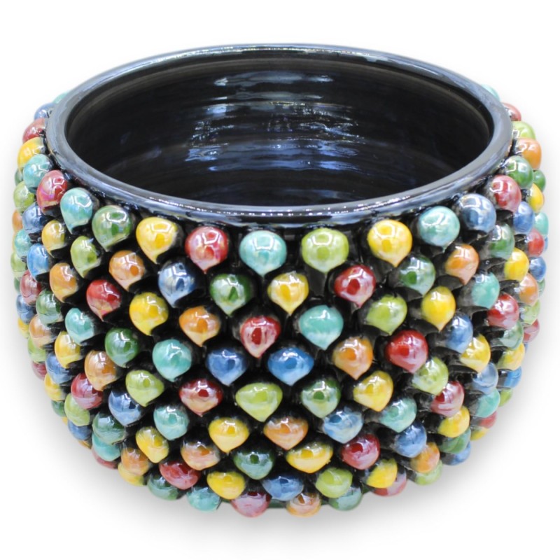 Cachepot Pigna Ceramic Vase Caltagirone, Ø 27 cm approx. Multicolor, Mother of Pearl enamel MD4 - 