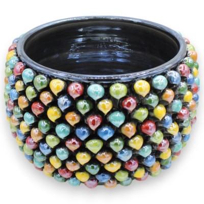 Vaso Cachepot Pigna em cerâmica Caltagirone, Ø aprox. Esmalte madrepérola MD4 multicor - 