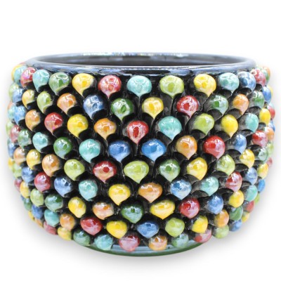 Vaso Cachepot Pigna em cerâmica Caltagirone, Ø aprox. Esmalte madrepérola MD4 multicor - 