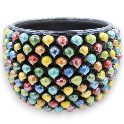 Vaso Cachepot Pigna em cerâmica Caltagirone, Ø aprox. Esmalte madrepérola MD4 multicor - 