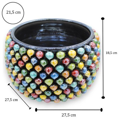 Vaso Cachepot Pigna em cerâmica Caltagirone, Ø aprox. Esmalte madrepérola MD4 multicor - 