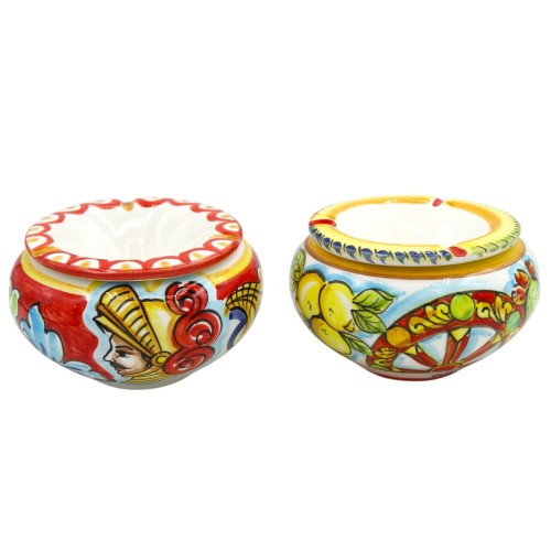 Caltagirone keramische asbak, 2 maatopties, decoratie en willekeurige kleur (1 st) -  2
