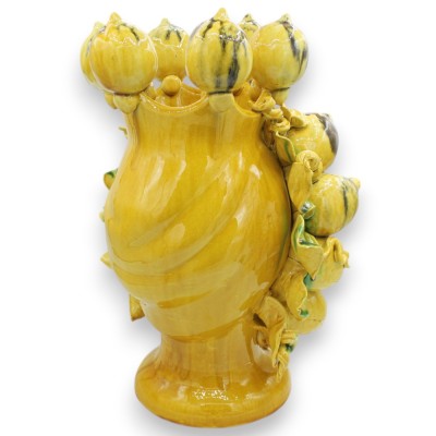 Testa di Moro Donna, fine Sicilian Ceramic, h 40 cm approx. Lemon Crown and relief decorations, Modern Style - 