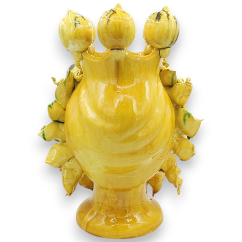 Testa di Moro Donna, fine Sicilian Ceramic, h 40 cm approx. Lemon Crown and relief decorations, Modern Style - 