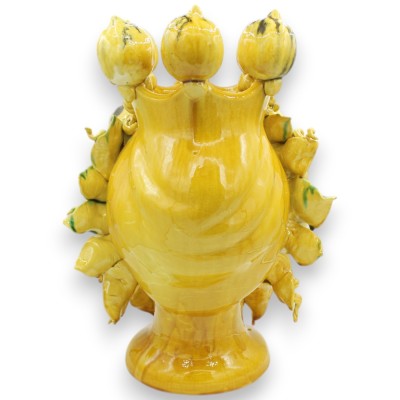 Testa di Moro Donna, pregiata Ceramica Siciliana, h 40 cm ca. Corona Limoni e decori a rilievo, Stile Moderno - 