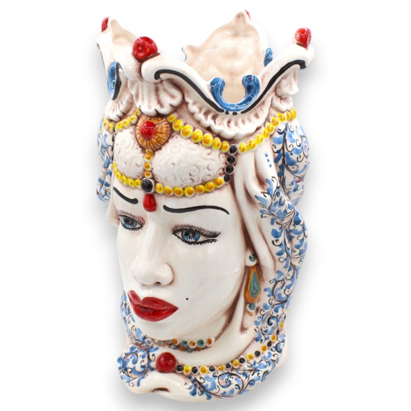 Teste di Moro Siciliane (coppia) h 38 cm ca. Emiri, ceramica Caltagirone, decoro '600 MD1 - 