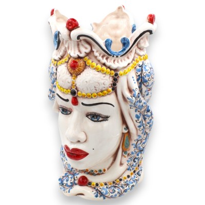 Teste di Moro Siciliane (coppia) h 38 cm ca. Emiri, ceramica Caltagirone, decoro '600 MD1 - 