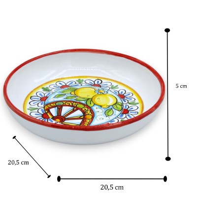 Ciotola o Svuota tasche, ceramica Caltagirone Ø 20 cm ca. Vari Decori a Tema Simboli Siciliani (1Unità) - 