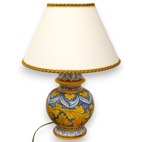 Lume barocco in ceramica Caltagirone - h 55 cm ca. decoro Barocco e Impero -  2