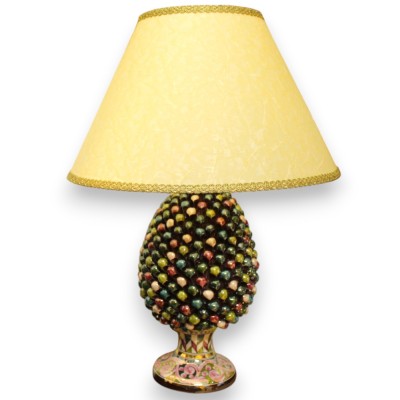 Luminária de cerâmica em pinha Caltagirone - aprox. altura 60 cm. Multicolor com esmalte madrepérola e ouro puro 24k - 