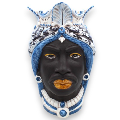 Sicilianska moriska huvuden (par) ca 38 cm höga. Med turban, Caltagirone keramik, 1600-tals MD2 dekoration -  2