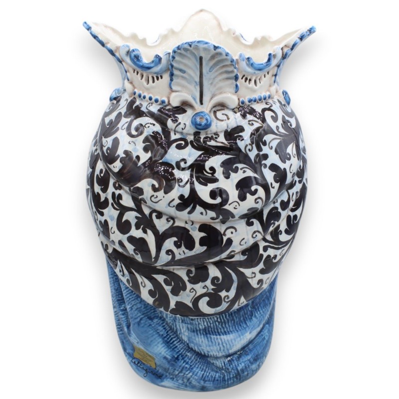 Teste di Moro Siciliane (coppia) h 38 cm ca. Con turbante, ceramica Caltagirone, decoro '600 MD2 - 