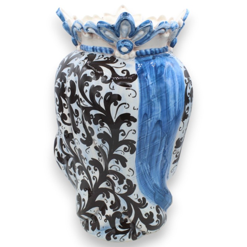 Teste di Moro Siciliane (coppia) h 38 cm ca. Con turbante, ceramica Caltagirone, decoro '600 MD2 - 