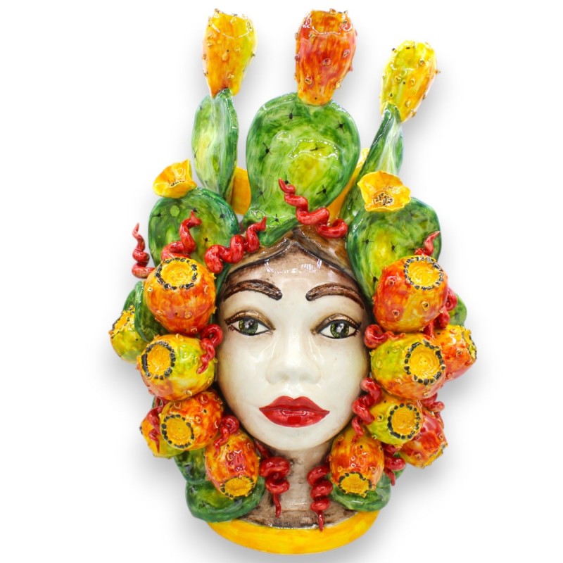 Głowy mauretańskie sycylijskie (para) o wysokości ok. 38 cm. Korona opuncji figowej, ceramika sycylijska, zastosowania o