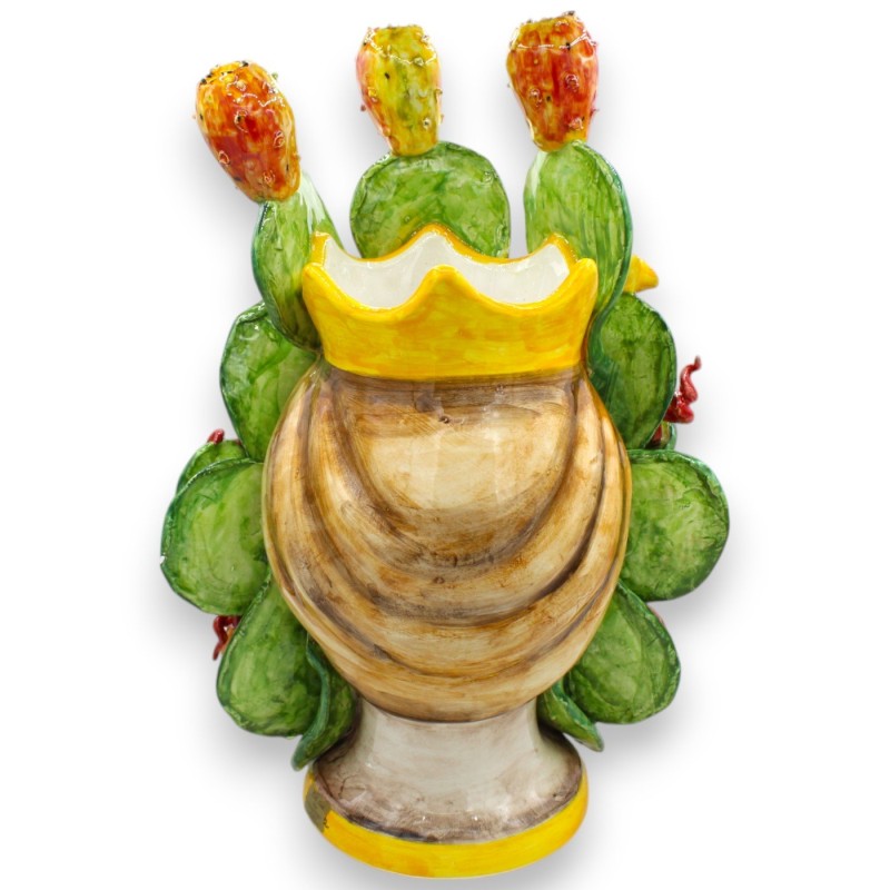 Têtes de Maures siciliens (paire) environ 38 cm de hauteur. Couronne de figues de Barbarie, céramique sicilienne, applic