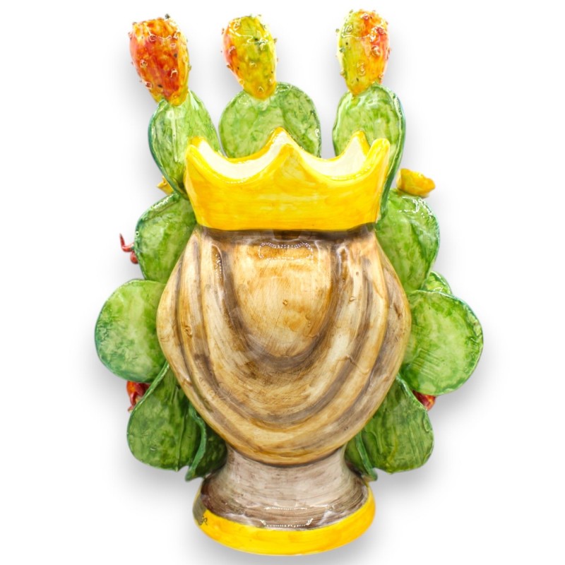 Głowy mauretańskie sycylijskie (para) o wysokości ok. 38 cm. Korona opuncji figowej, ceramika sycylijska, zastosowania o