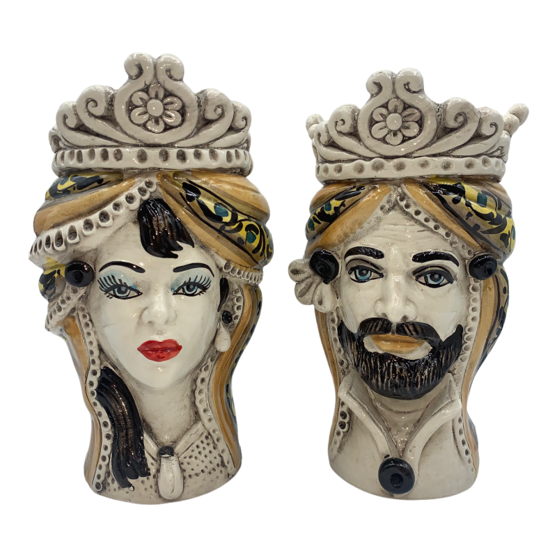 Sicilian head Caltagirone ceramic model I Normanni height 20 cm Orange color - 