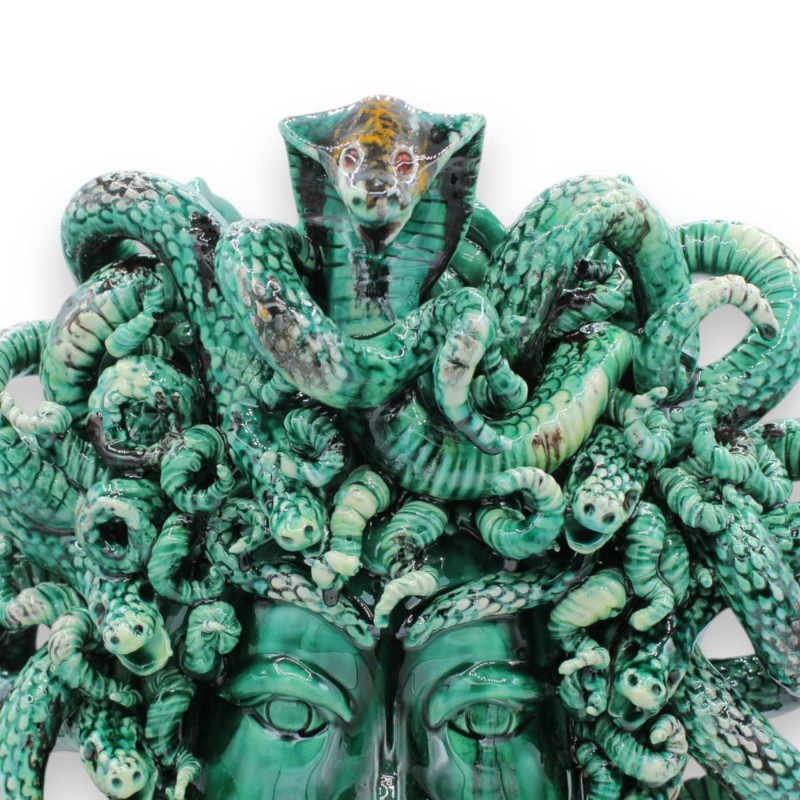 Głowa Meduzy, postać mitologiczna, piękna ceramika sycylijska, wys. ok. 40 cm. Verdigris, styl nowoczesny - 