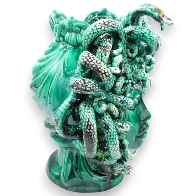 Tête de Méduse, figure mythologique, céramique fine sicilienne, environ h 40 cm. Vert-de-gris, style moderne - 